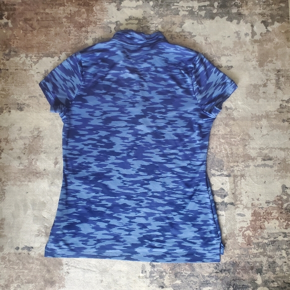 Womens Nike Golf Polo Shirt Small Blue Camo Dri Fit Performance Athletic Sport L - Picture 2 of 7